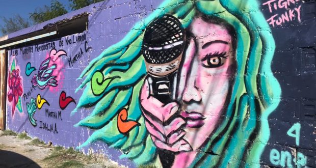 Mural en honor a las mujeres periodistas de Nuevo Laredo.