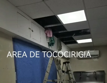 Área destruida en hospital de zona 11 del IMSS de la bandera. Tococirugía.