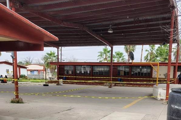Cancha de la Secundaria Técnica 57, en la Colonia Las Torres de Nuevo Laredo.